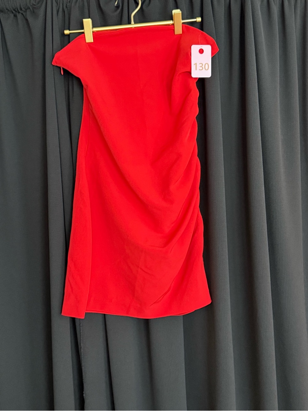 Zara Red Strapless Ruched Mini Dress